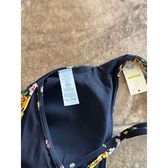 Offline By Aerie Goals Plunge Sports Bra True Black Floral Size Medium - Picture 8 of 8